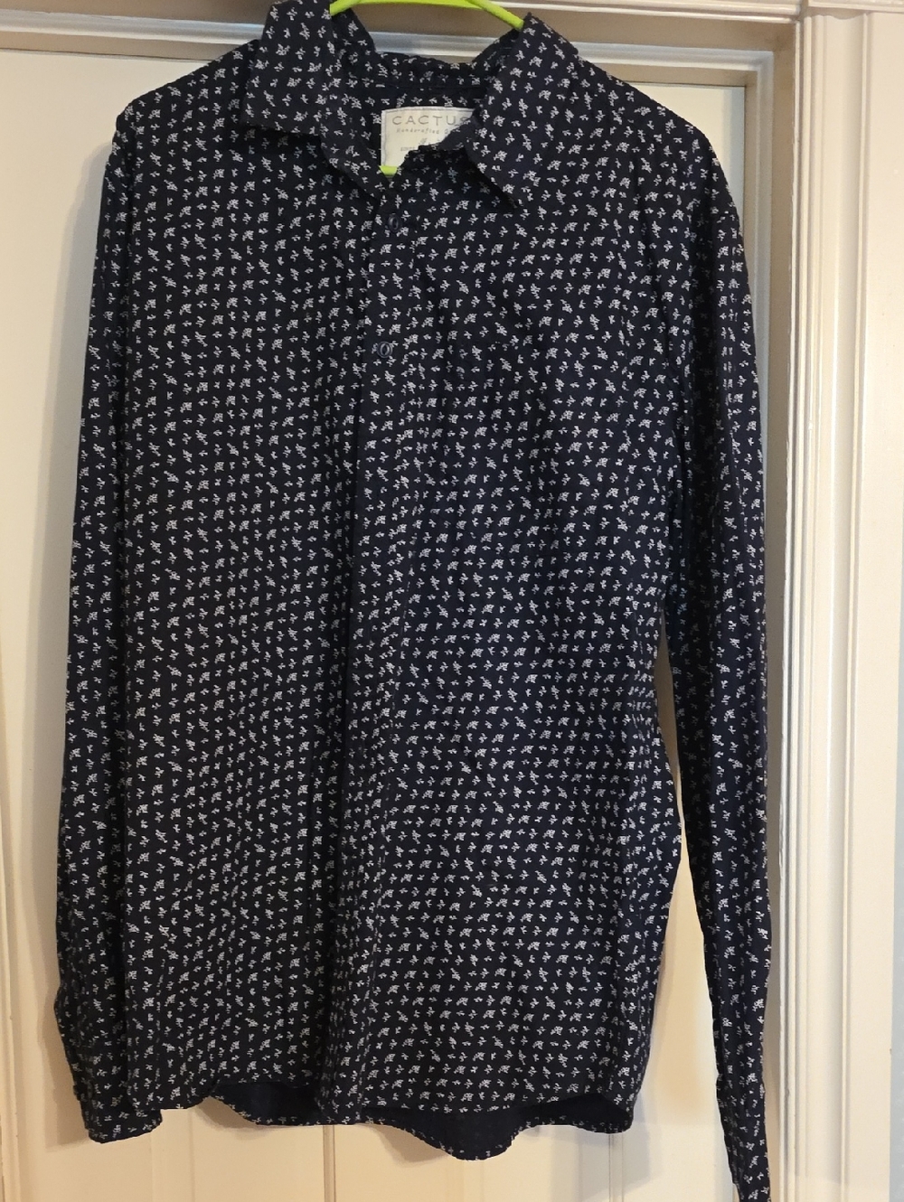 Cactus Navy Shirt with White Micro Motif